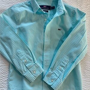 Vineyard Vines Boys Light Blue Gingham Shirt like-new